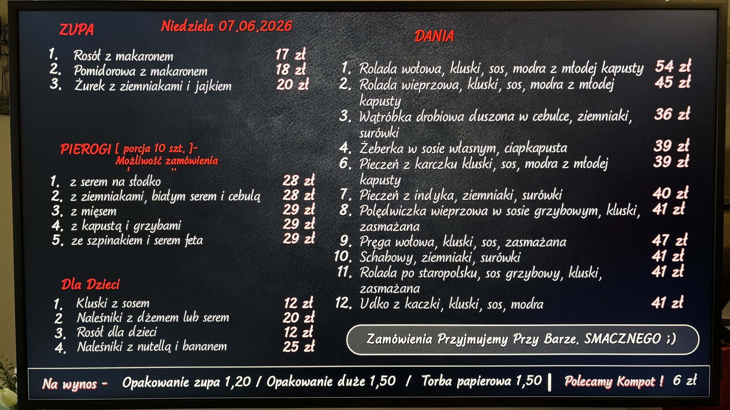 Dzisiejsze menu